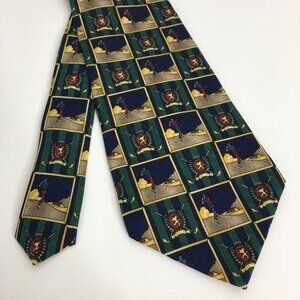 Vintage Tommy Hilfiger Mens Preppy Old Money Golf Silk Tie Blue Green Hipster